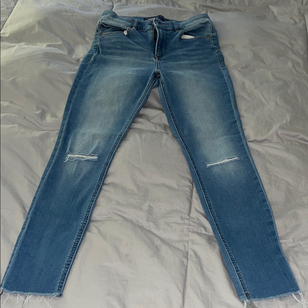 Women’s Blue Distressed Skinny Jeans S4R Soft I27 R9 EUC